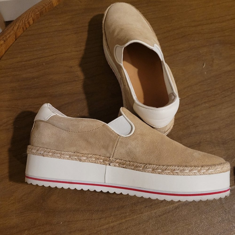Joie Huxley Tan Suede Platform Slip On Shoes Sneaker